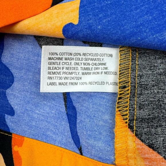 Tabitha Brown for Target Women's Puff Sleeve Tie Back Dress Size 14 Orange Blue - Picture 13 of 15